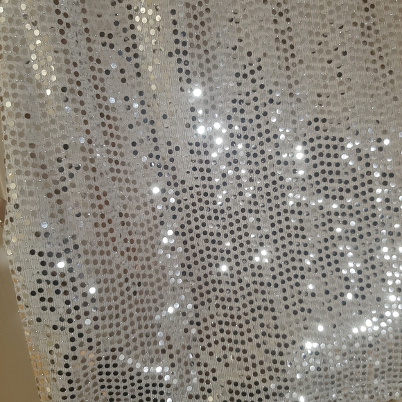 Mini Off-White Sequin Dress With Built-in Sheer Slip, Size Small - Picture 3 of 3